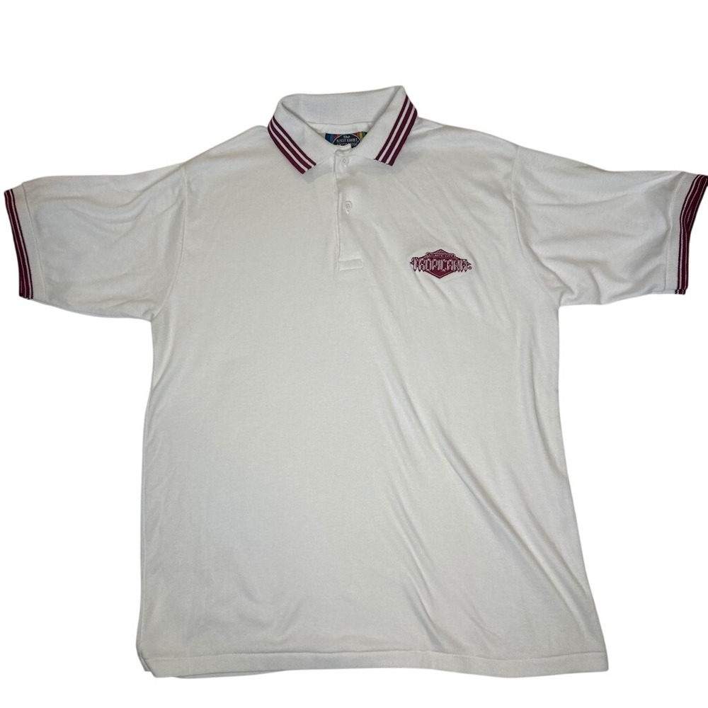 Vintage Souvenir Tropicana Atlantic City Polo Shirt White USA‎ Made LARGE